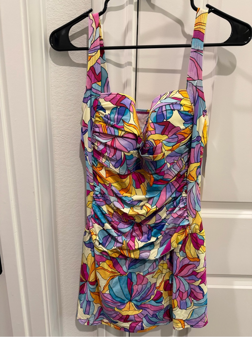 Multi-Color Floral Print One-Piece Swimdress